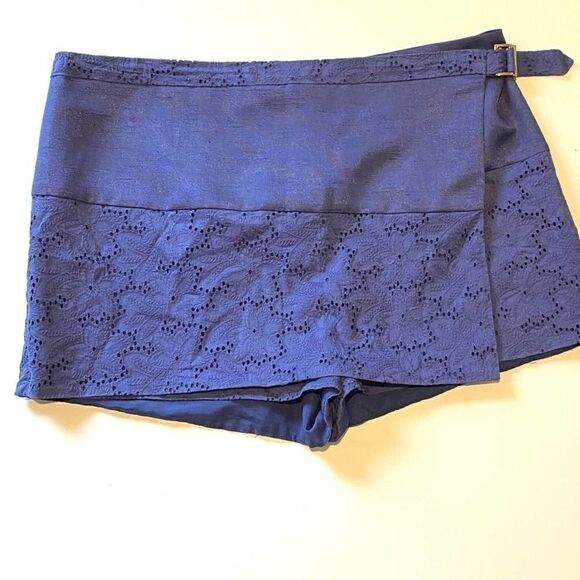 Rachel Rachel Roy blue faux wrap skirt short sz10 - Picture 1 of 7